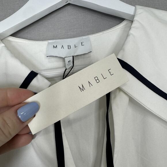 MABLE The Label Dress Womens Medium White Peter Pan Collar Sailor Cottage Preppy - Picture 5 of 14